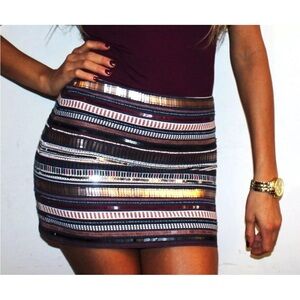 ZARA Trafaluc Sequined Beaded Lined Mini Skirt Size Medium